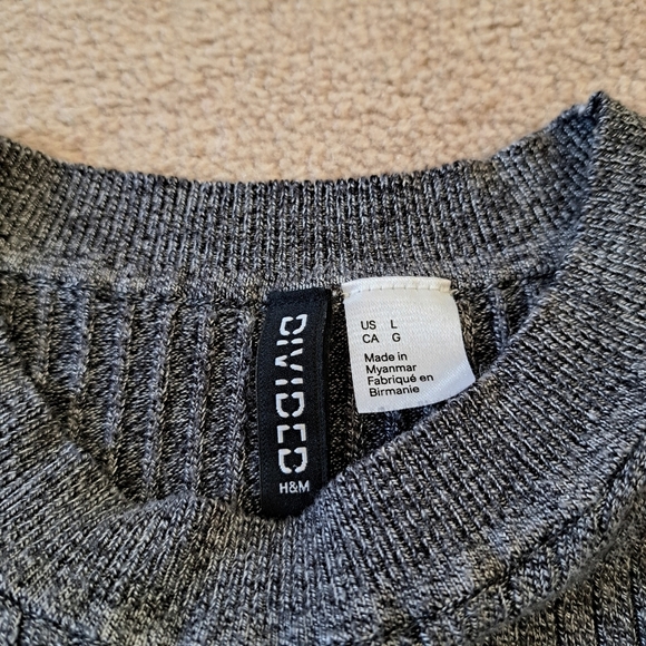 H&M Divided Sweater Women's Large Heathered Grey Ribbed Long Sleeve Top - Picture 8 of 10